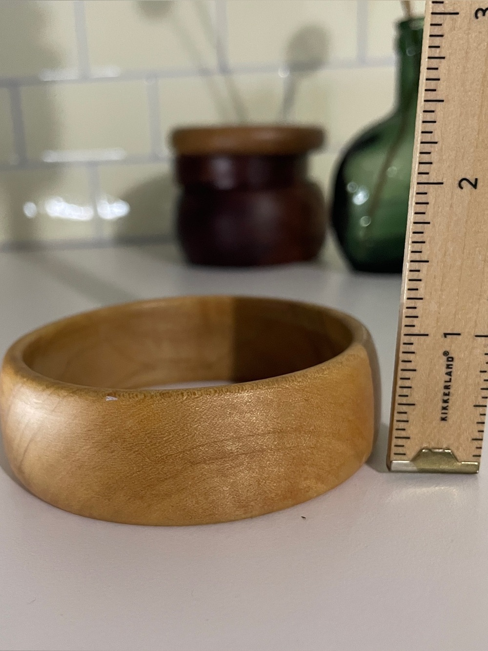 1" wide wooden bangle bracelet - light - Picture 4 of 6